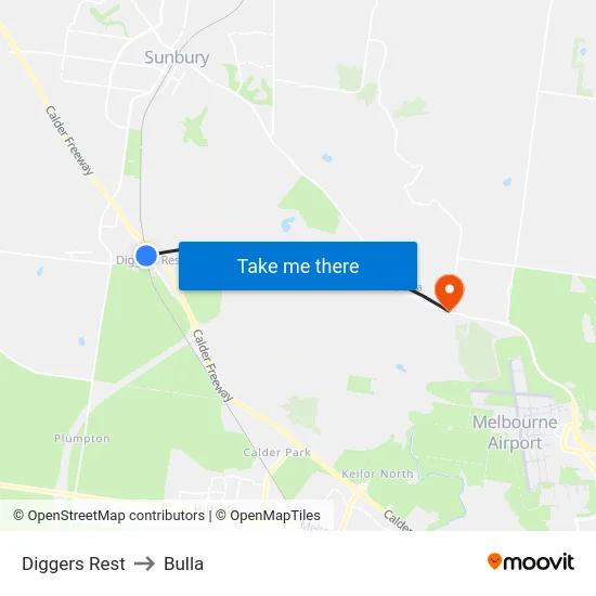Diggers Rest to Bulla map