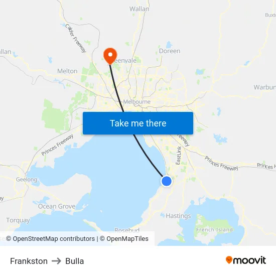 Frankston to Bulla map