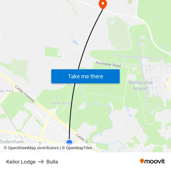 Keilor Lodge to Bulla map