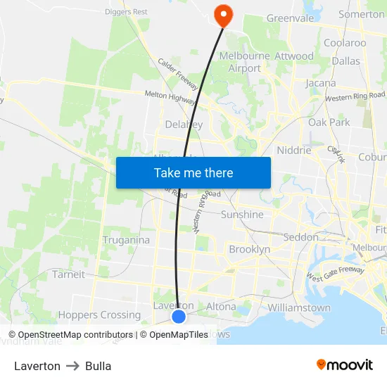 Laverton to Bulla map