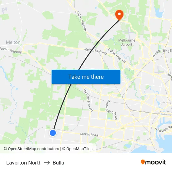 Laverton North to Bulla map