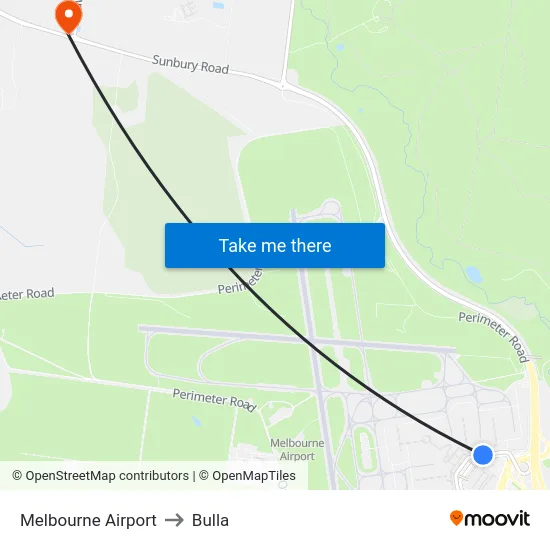 Melbourne Airport to Bulla map