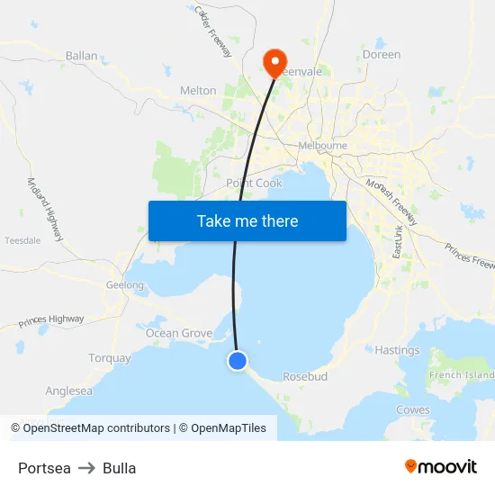 Portsea to Bulla map