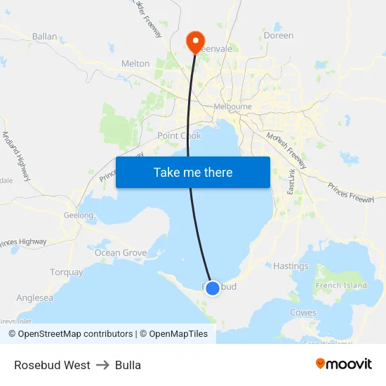 Rosebud West to Bulla map