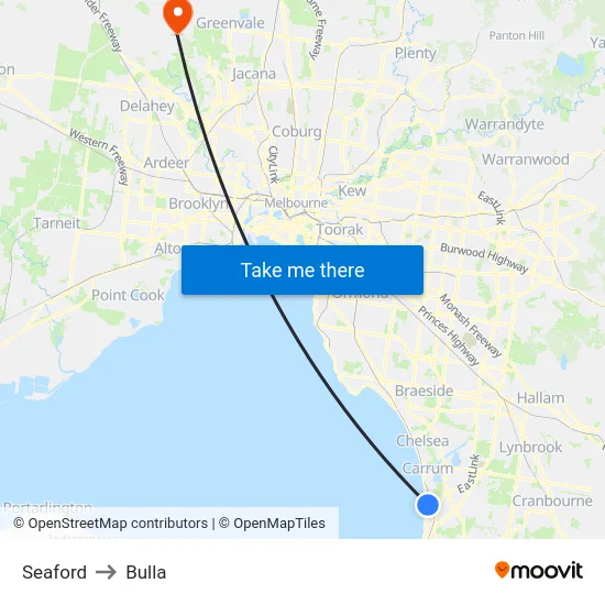 Seaford to Bulla map