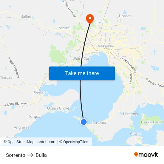 Sorrento to Bulla map