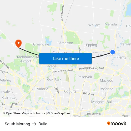 South Morang to Bulla map