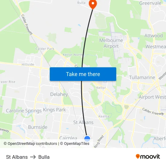St Albans to Bulla map