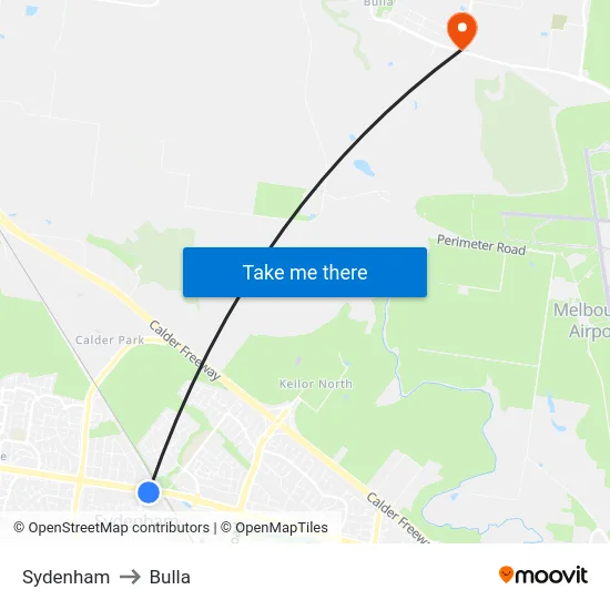 Sydenham to Bulla map