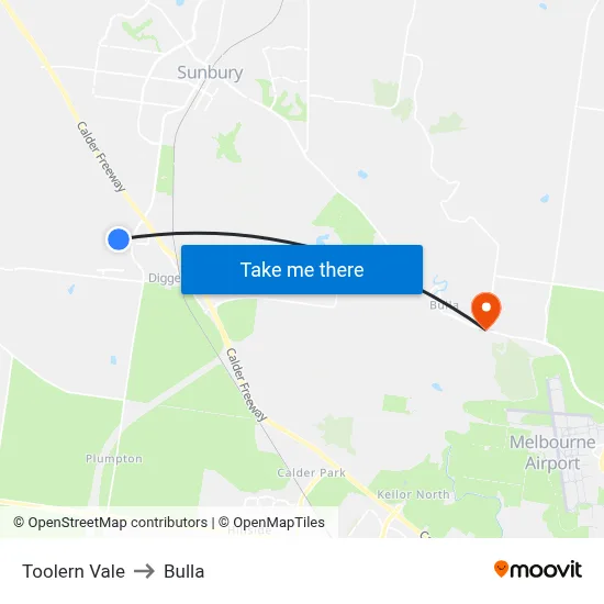 Toolern Vale to Bulla map