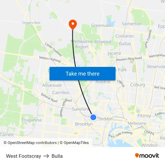West Footscray to Bulla map