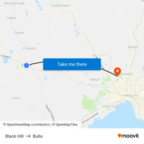 Black Hill to Bulla map
