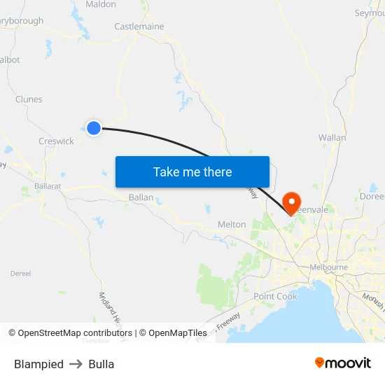 Blampied to Bulla map