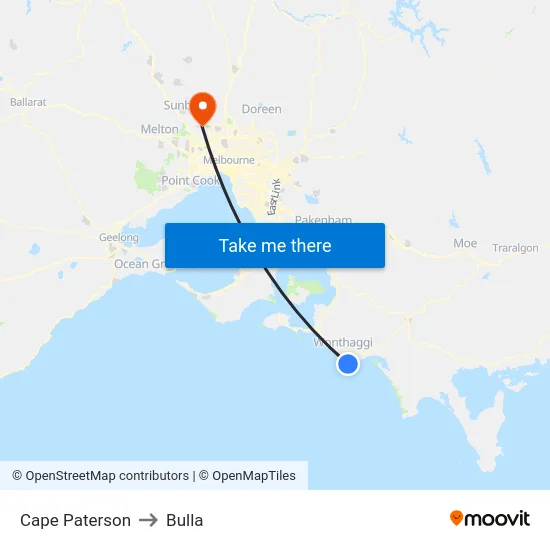 Cape Paterson to Bulla map