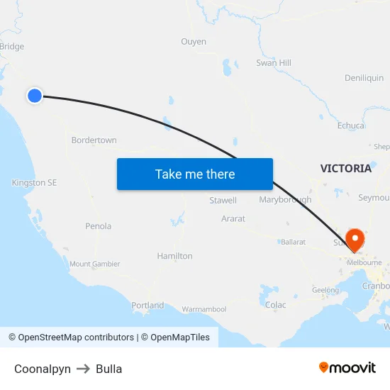 Coonalpyn to Bulla map