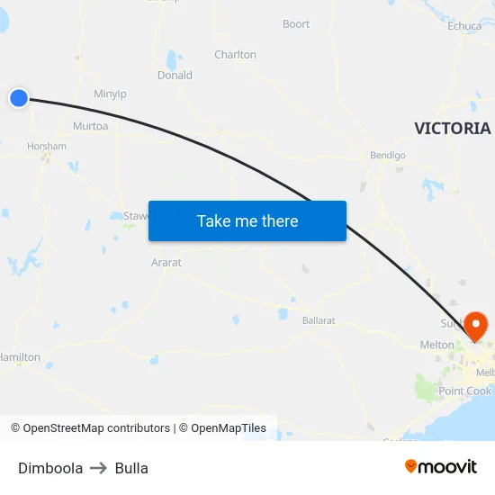 Dimboola to Bulla map