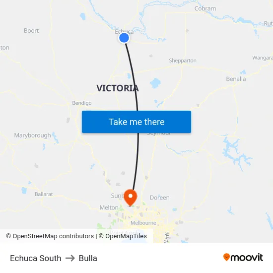 Echuca South to Bulla map