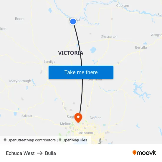 Echuca West to Bulla map