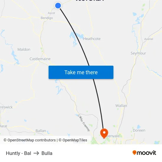 Huntly - Bal to Bulla map
