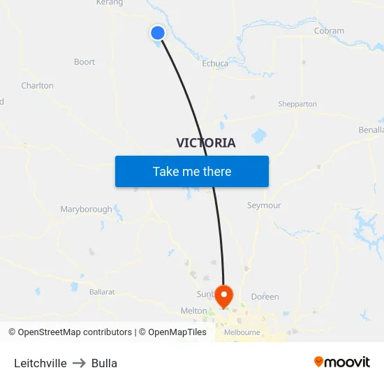 Leitchville to Bulla map