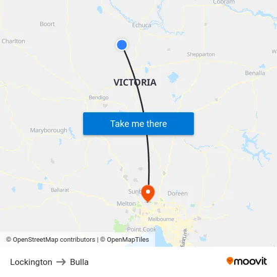 Lockington to Bulla map
