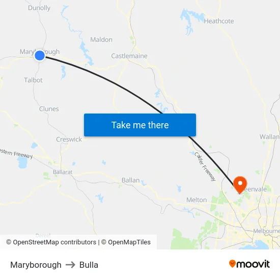 Maryborough to Bulla map