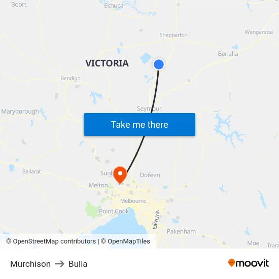 Murchison to Bulla map