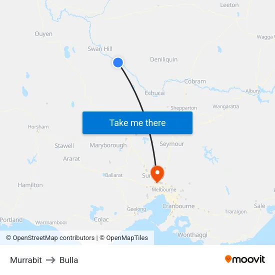 Murrabit to Bulla map