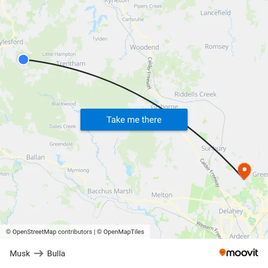 Musk to Bulla map
