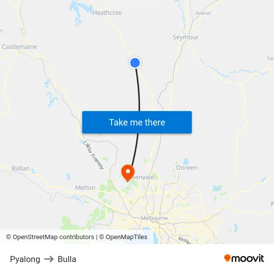 Pyalong to Bulla map