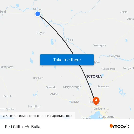 Red Cliffs to Bulla map