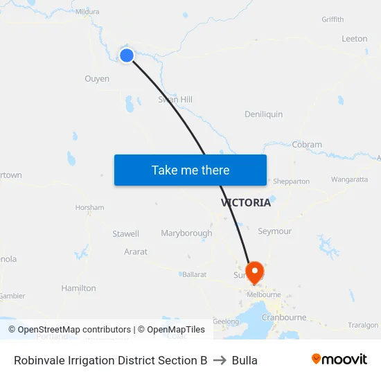 Robinvale Irrigation District Section B to Bulla map