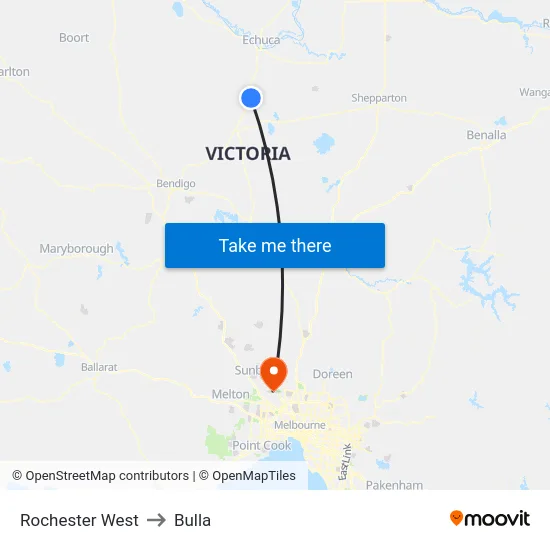 Rochester West to Bulla map