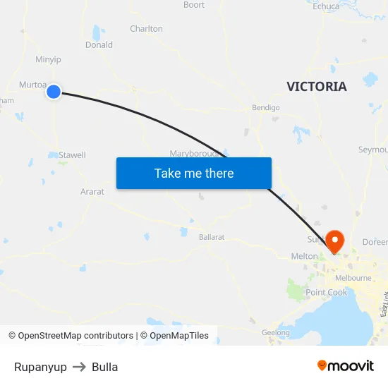 Rupanyup to Bulla map