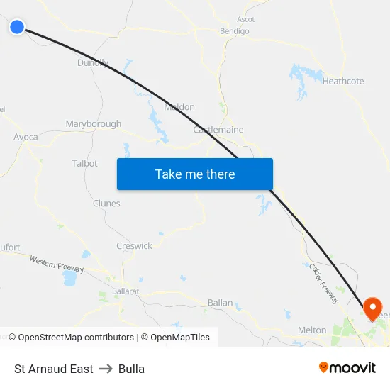 St Arnaud East to Bulla map