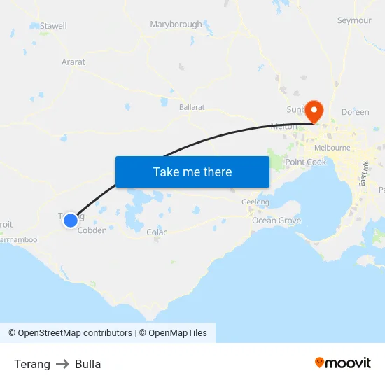 Terang to Bulla map