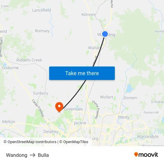 Wandong to Bulla map