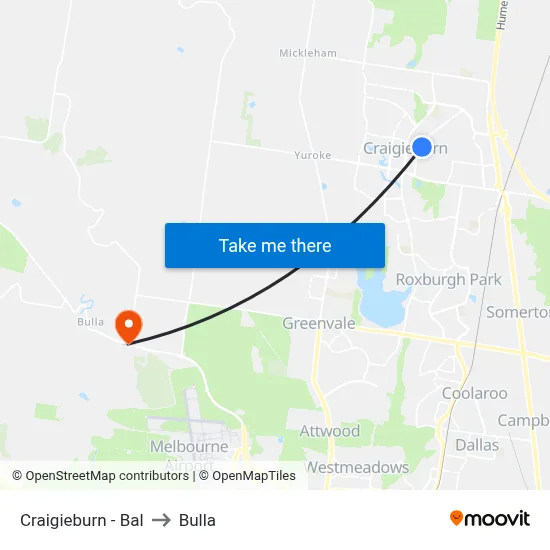 Craigieburn - Bal to Bulla map
