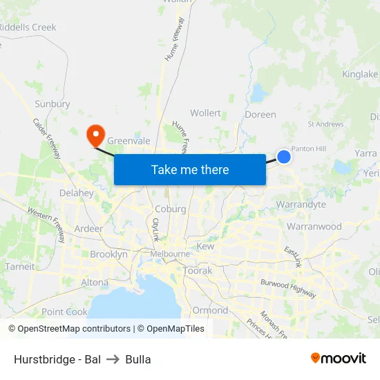 Hurstbridge - Bal to Bulla map