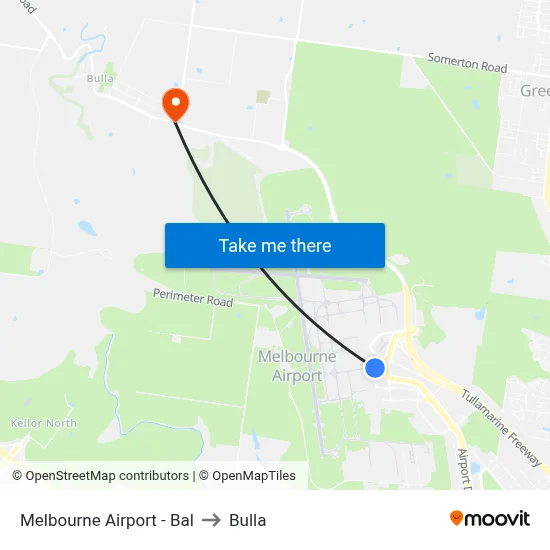 Melbourne Airport - Bal to Bulla map