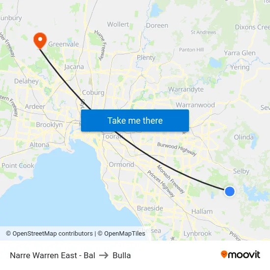 Narre Warren East - Bal to Bulla map
