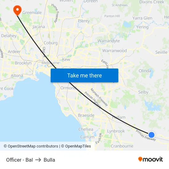 Officer - Bal to Bulla map