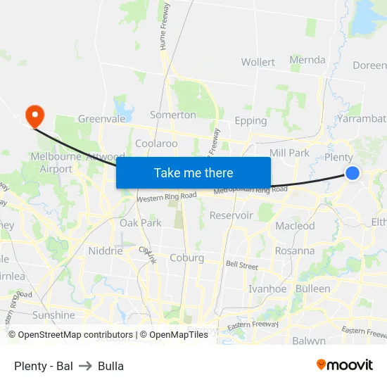Plenty - Bal to Bulla map