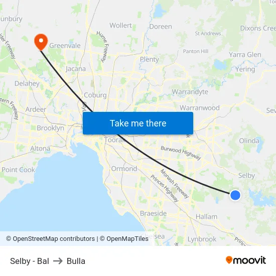 Selby - Bal to Bulla map