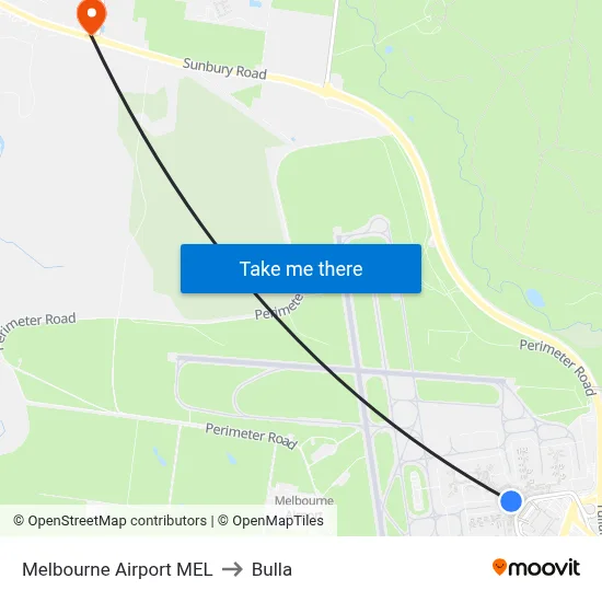 Melbourne Airport MEL to Bulla map