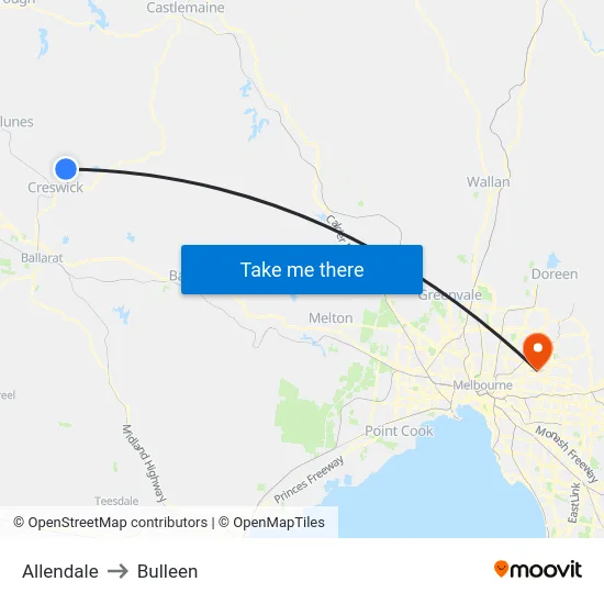 Allendale to Bulleen map
