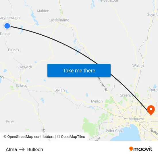 Alma to Bulleen map