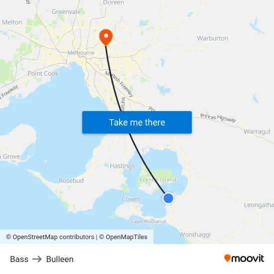Bass to Bulleen map