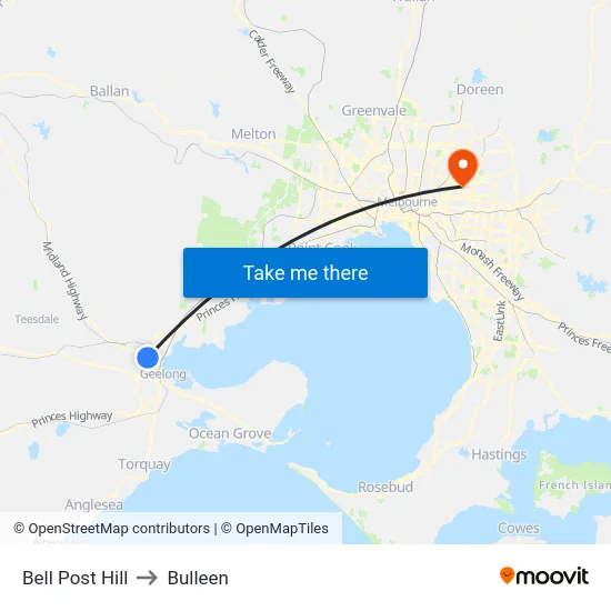 Bell Post Hill to Bulleen map