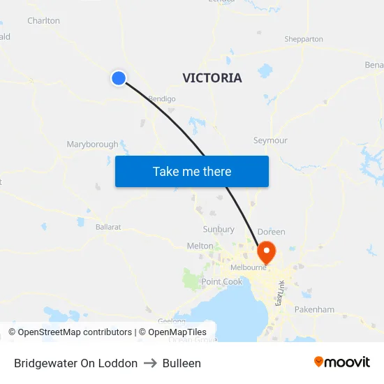 Bridgewater On Loddon to Bulleen map